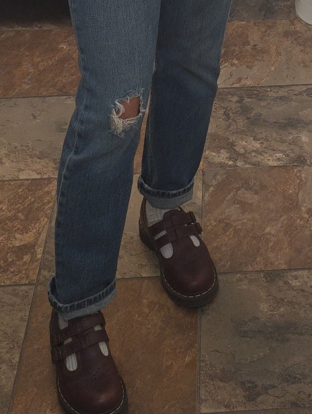 Dr. Martens Brown Double-Strap Mary Jane Loafers - Picture 2 of 3